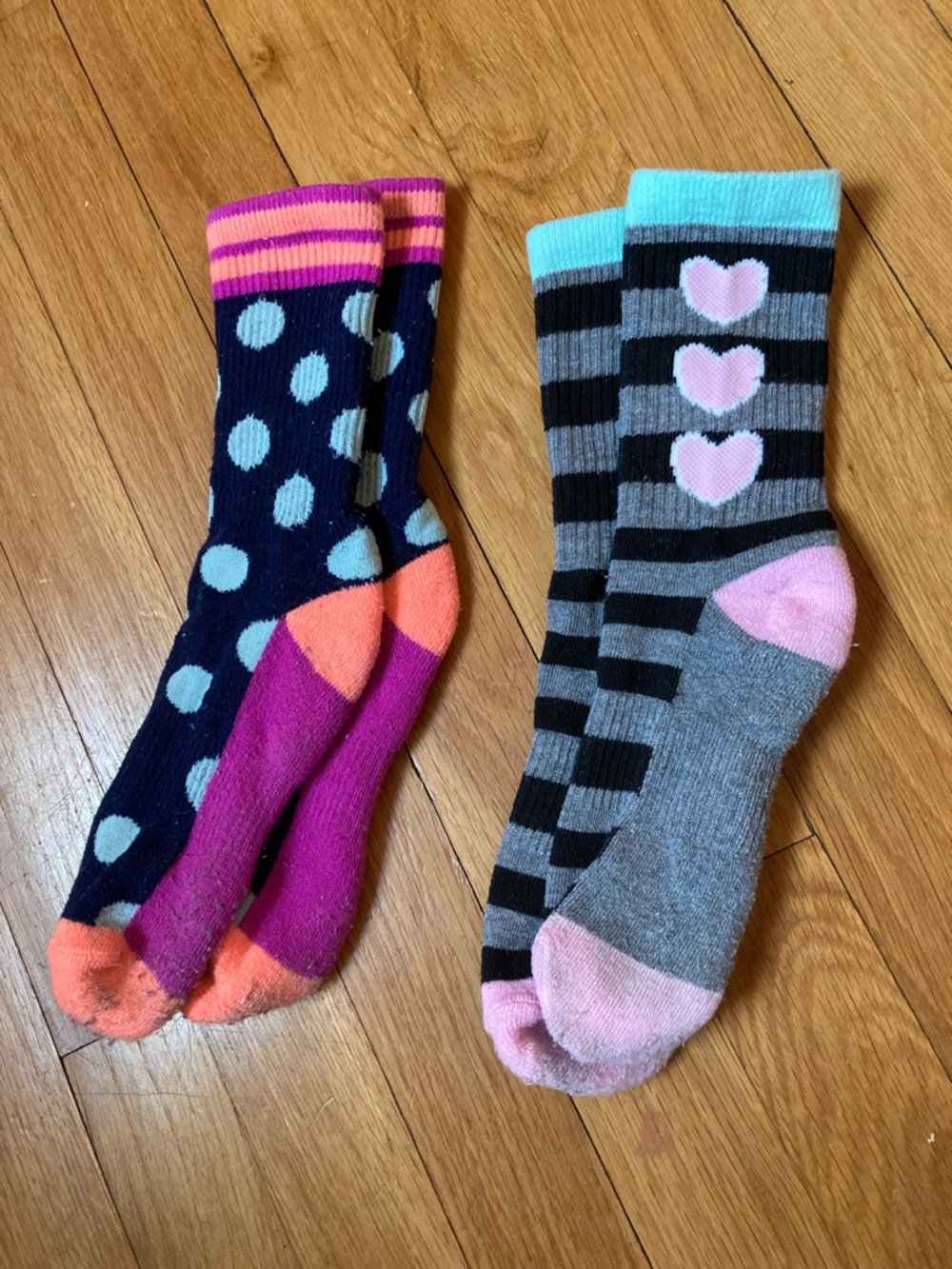 Unbranded Girls  Colorblock & Patterned Crew Socks - 2 pairs ,